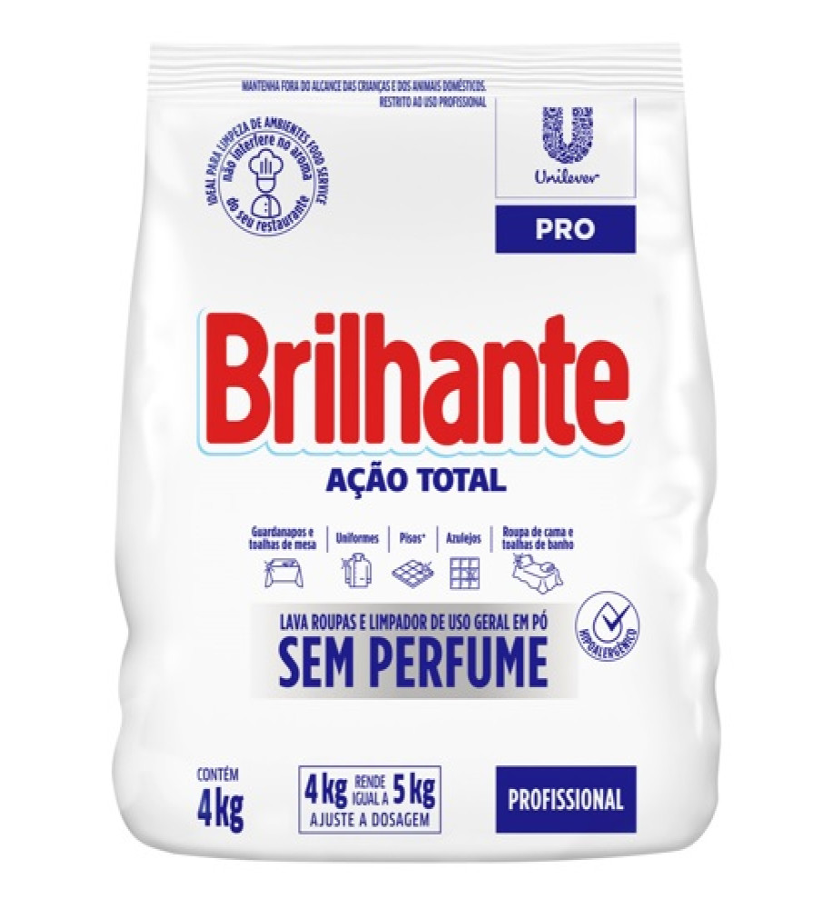 SABÃO EM PÓ S/PERFUME BRILHANTE 4KG
