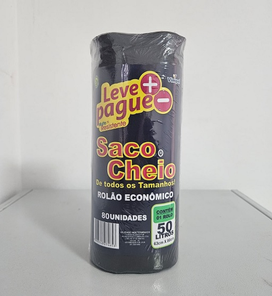 SACO DE LIXO SACO CHEIO 50L C/80