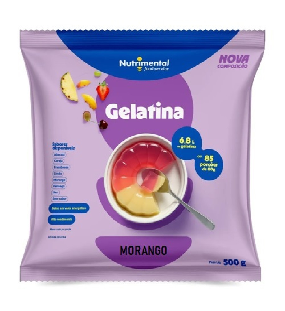 GELATINA NUTRIMENTAL MORANGO 500G