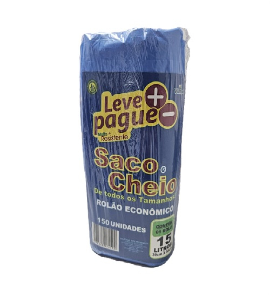 SACO DE LIXO SACO CHEIO 15L AZUL C/150