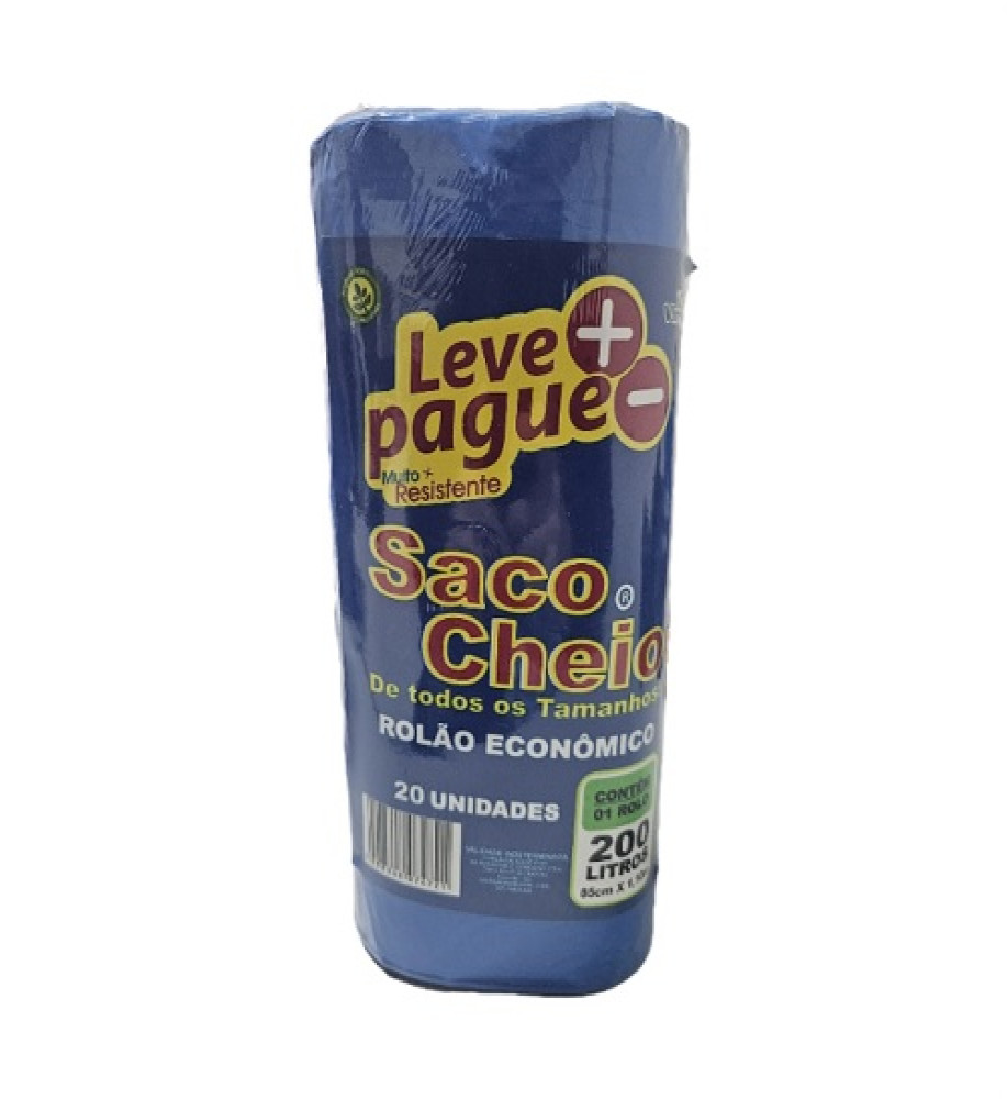 SACO DE LIXO SACO CHEIO 200L AZUL C/20