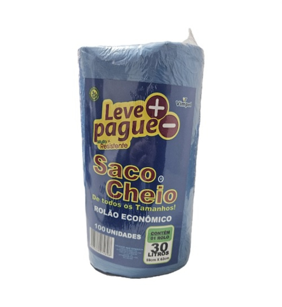 SACO DE LIXO SACO CHEIO 30L AZUL C/100