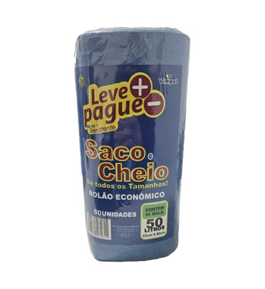 SACO DE LIXO SACO CHEIO 50L AZUL C/80