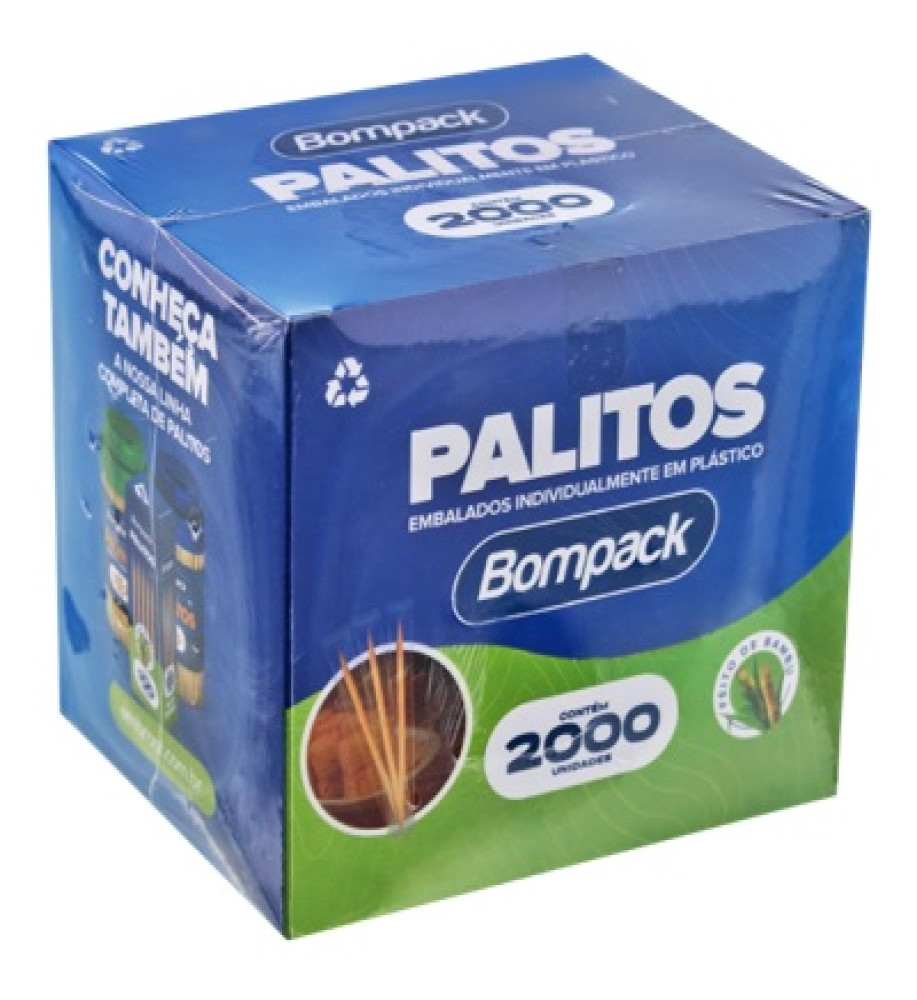 PALITO DE DENTE EMBALADO BOMPACK C/2000