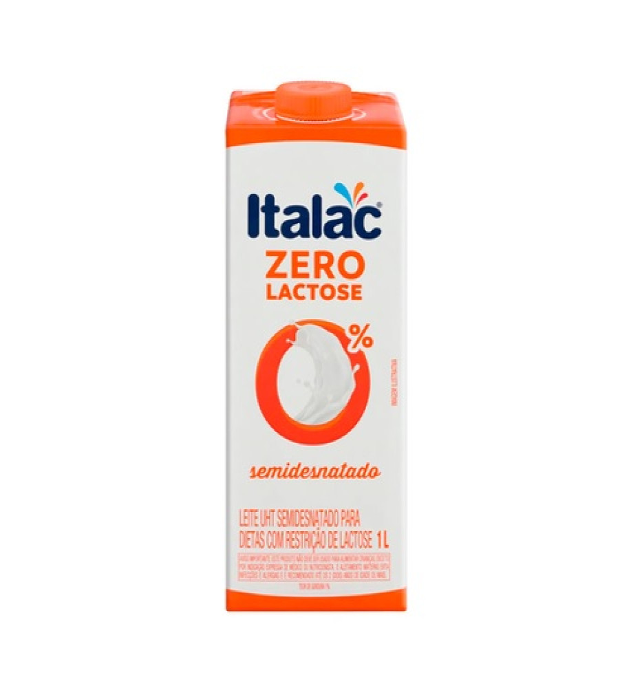 LEITE UHT SEMIDESNATADO ZERO LACTOSE ITALAC 1L