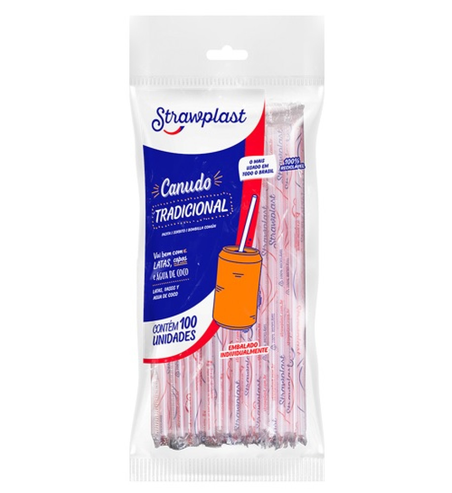 CANUDO TRADICIONAL STRAWPLAST C/100