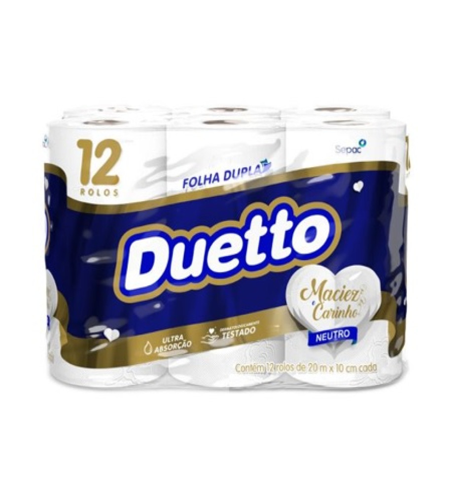 PAPEL HIGIÊNICO DUETTO NEUTRO 20M C/12