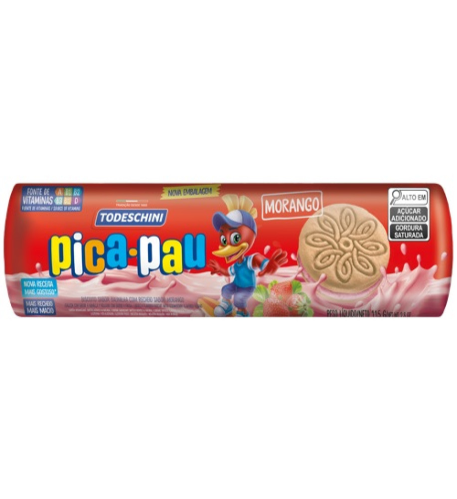 BISCOITO TODESCHINI PICA PAU MORANGO 115G