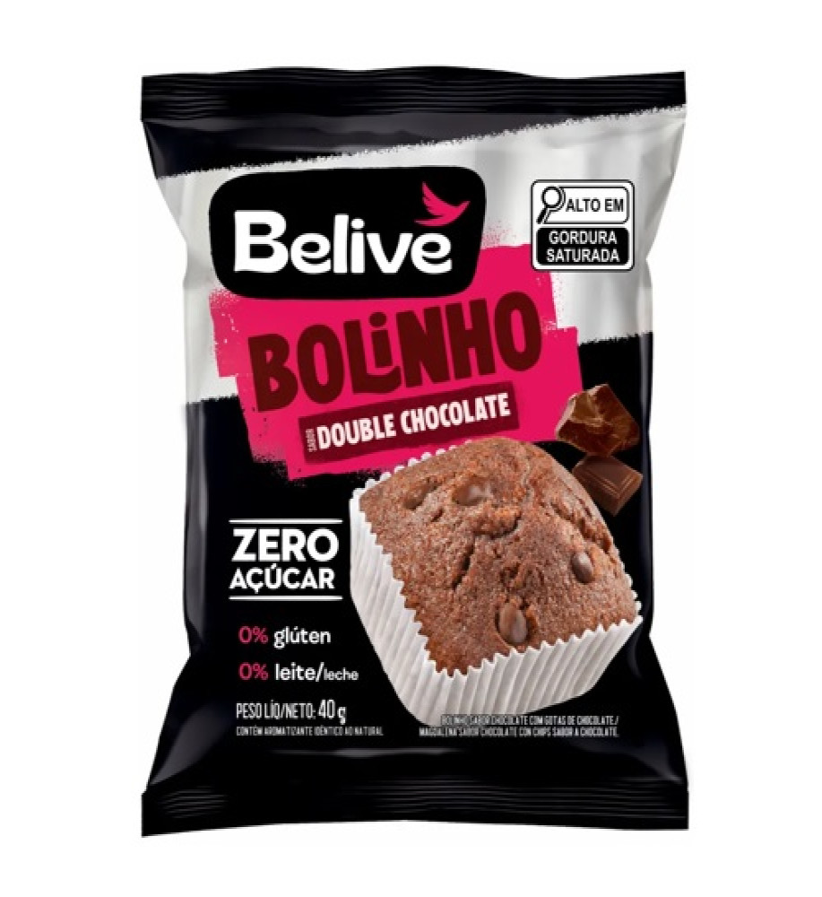 BOLINHO BELIVE DOUBLE CHOCOLATE 40G