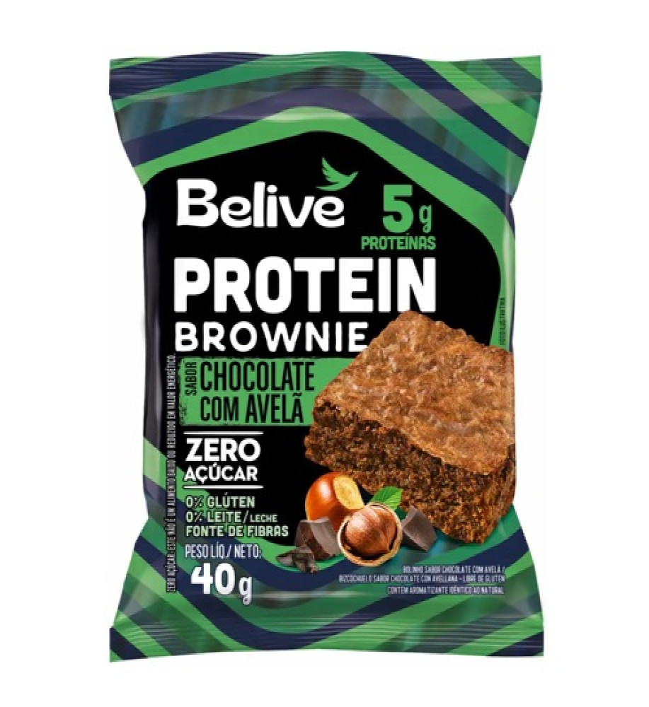 BROWNIE BELIVE CHOCOLATE C/AVELÃ 40G